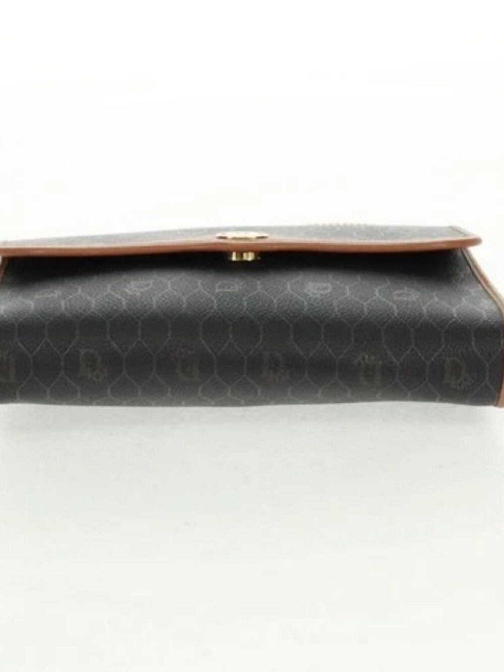 Christian Dior Honeycomb Canvas Chain Shoulder Bag Black Gold Auth am10539V - Picture 5 of 16